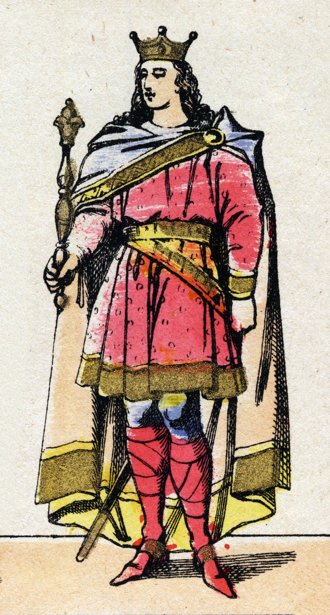 Karolingisk dynasti: Portræt af Louis V dit le Faineant (967-987), frankernes konge fra 986 til 987. Epinal billeddannelse fra slutningen af det 19. århundrede. Privat samling. af French School