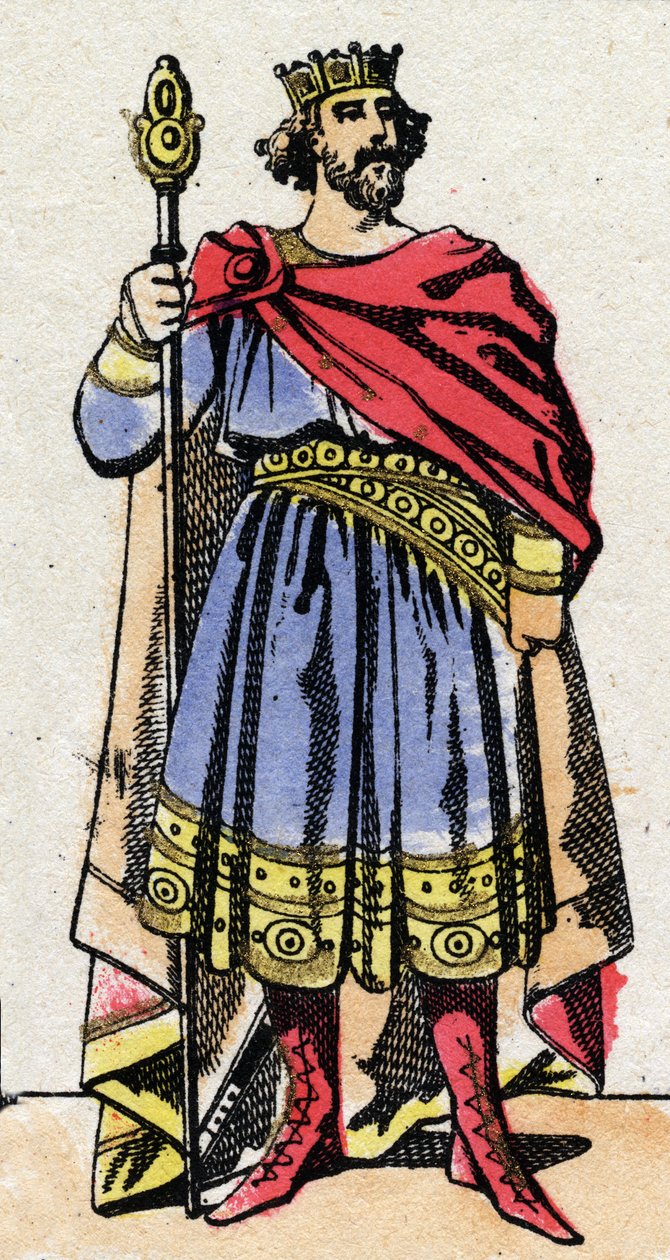 Karolingisk dynasti: Portræt af Raoul af Frankrig (eller Rodolphe, v. 890-936) konge af frankerne fra 923 til 936. Epinal billeddannelse fra slutningen af det 19. århundrede. Privat samling. af French School