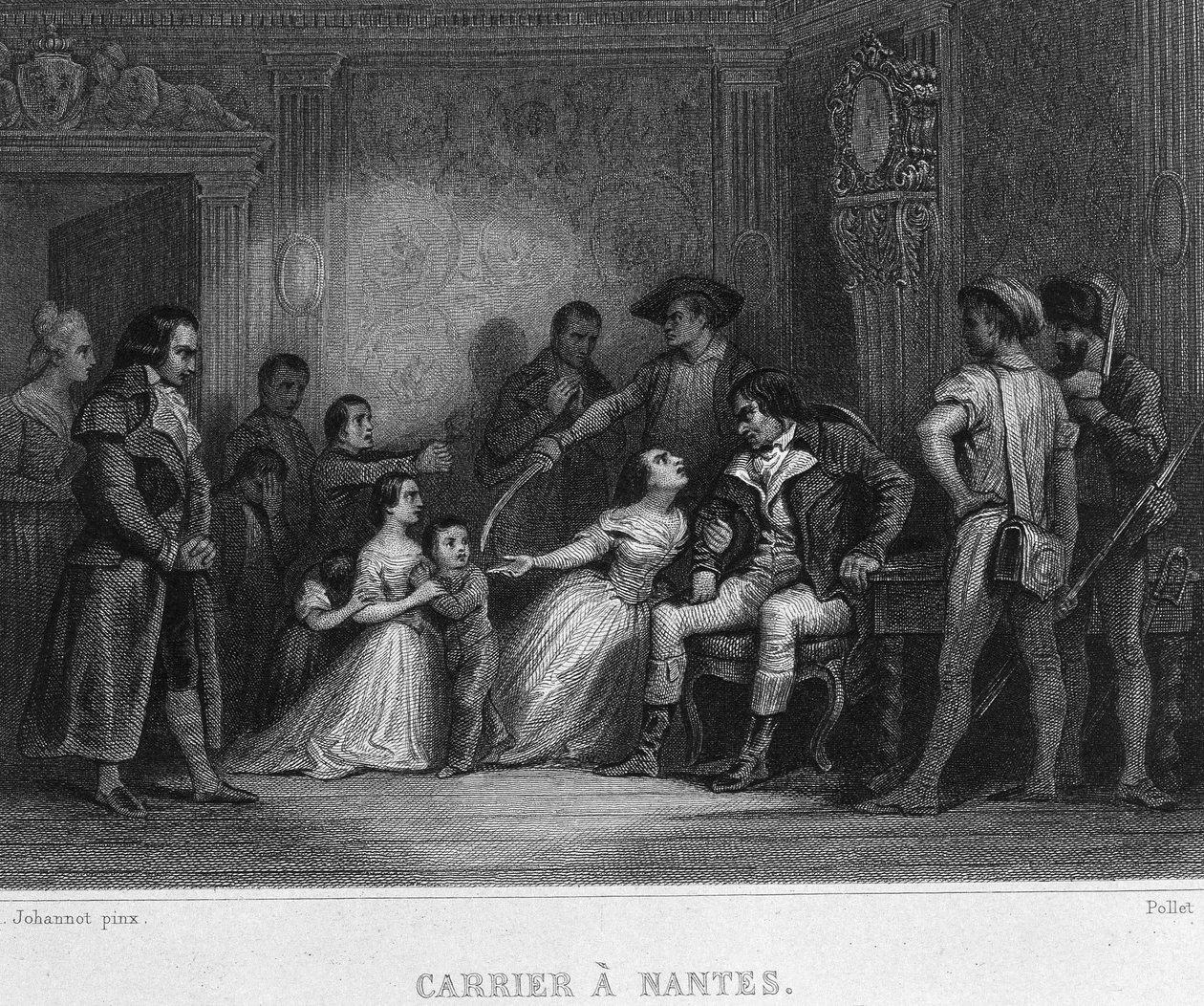 Carrier a Nantes - i "" Revolution francaise"" af Thiers. 19. århundrede af French School