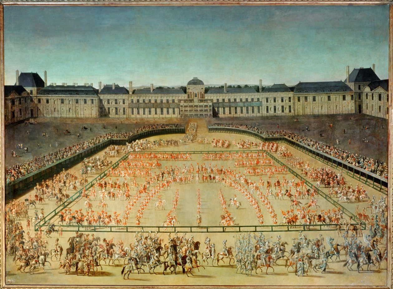 Karrusel givet til Ludvig XIV foran Tuilerierne ... af French School