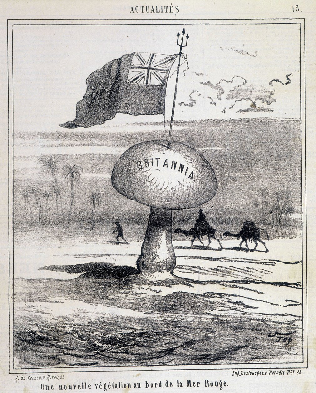Tegneserie: Ny vegetation ved Det Røde Hav (britisk svamp, der koloniserer Egypten) - 01/02/1868 af French School