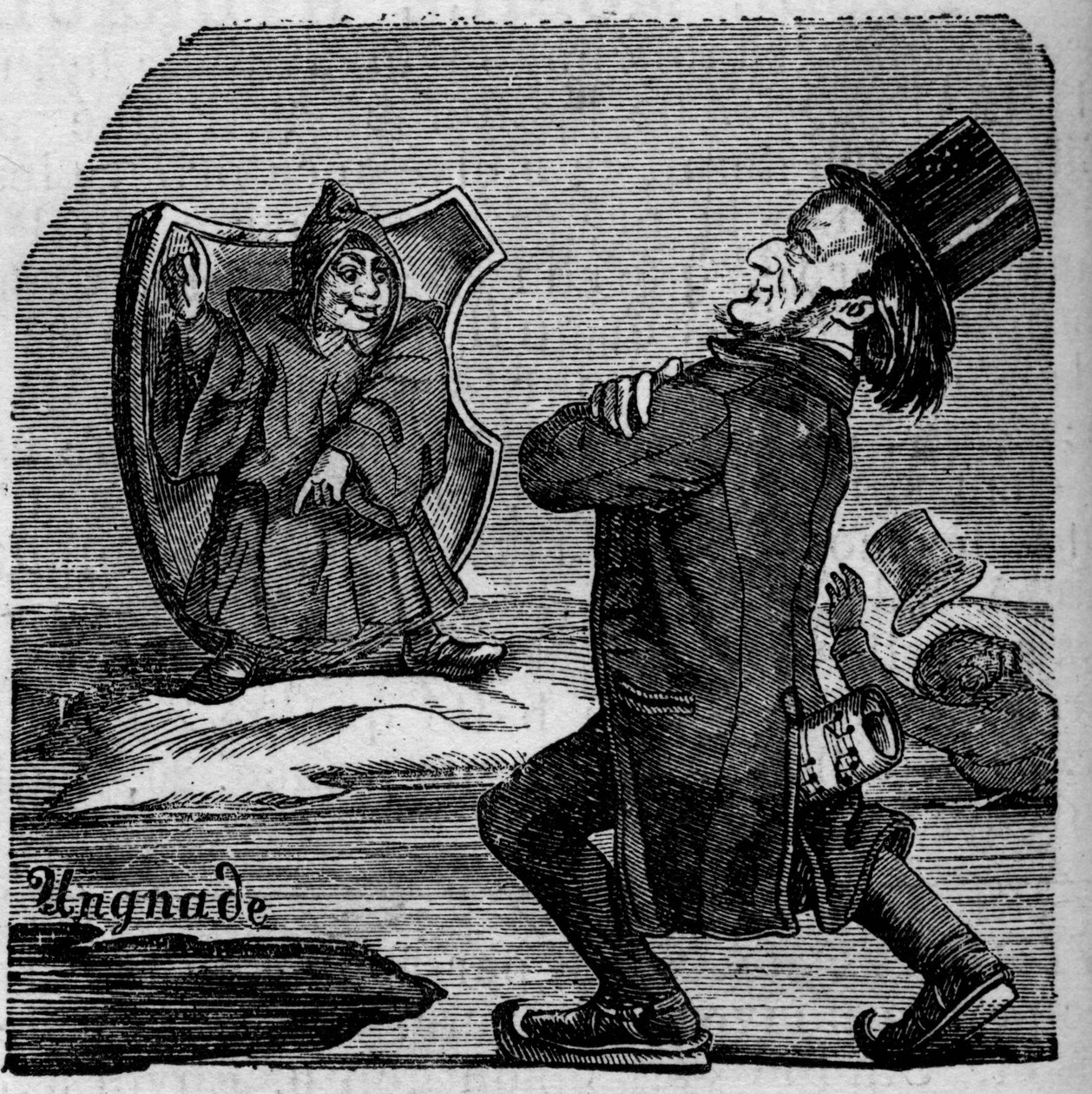 Tegneserie af den tyske komponist Richard Wagner (1813-1883) af French School