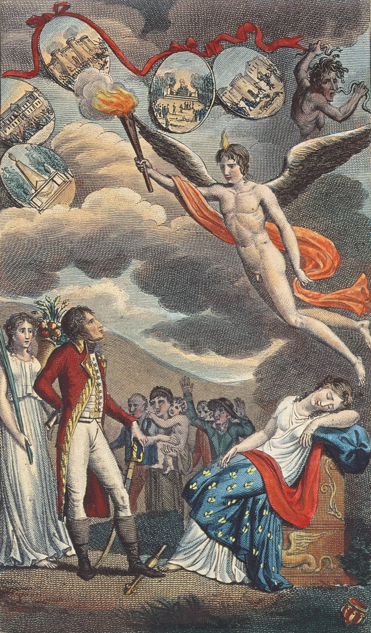 Tegneserie af statskuppet den 18. Brumaire, 9. november 1799 af French School