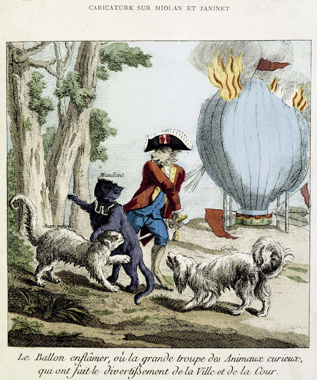 Tegnefilm på bålet af Miolan og Janinets ballon, 11. juli af French School