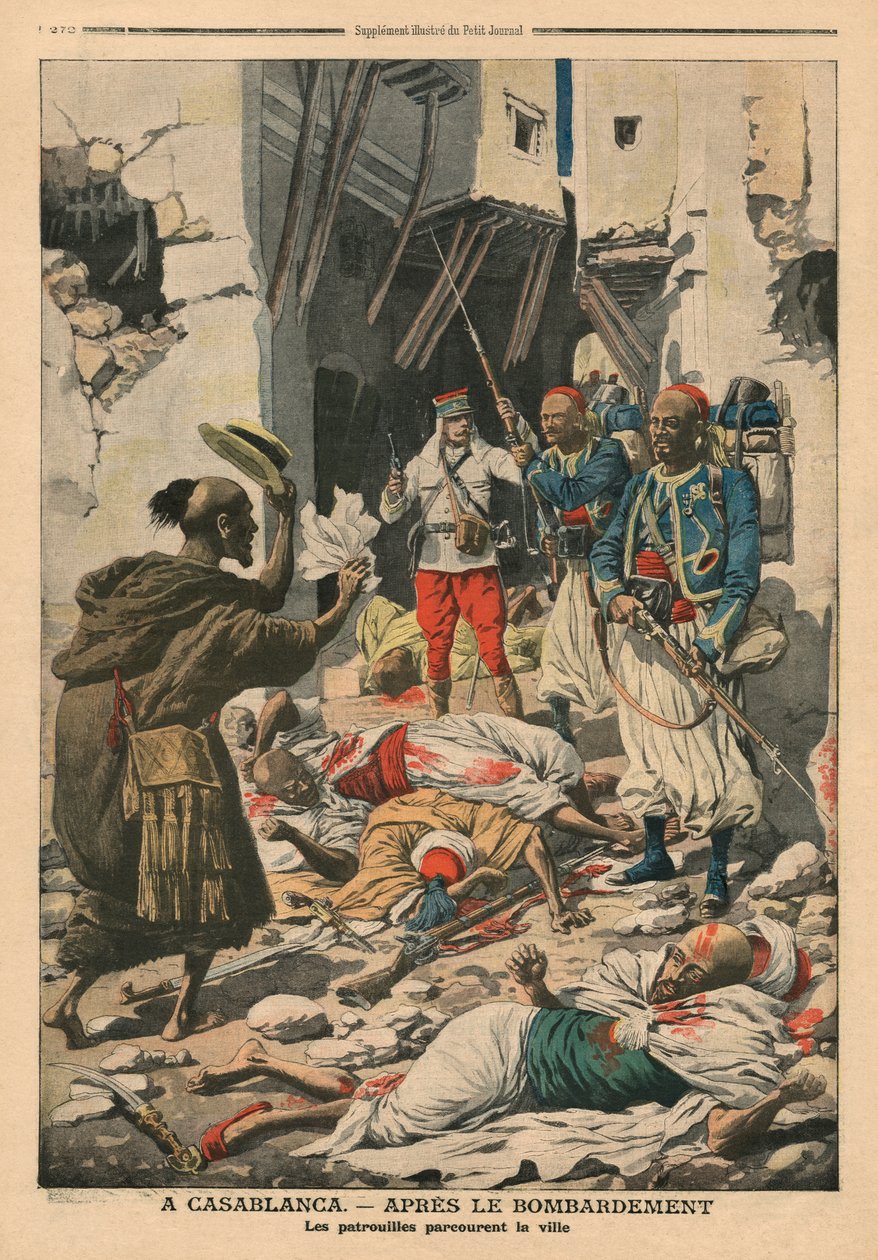 Casablanca efter bombardementet, illustration fra "Le Petit Journal", supplement illustre, 25. august 1907 af French School