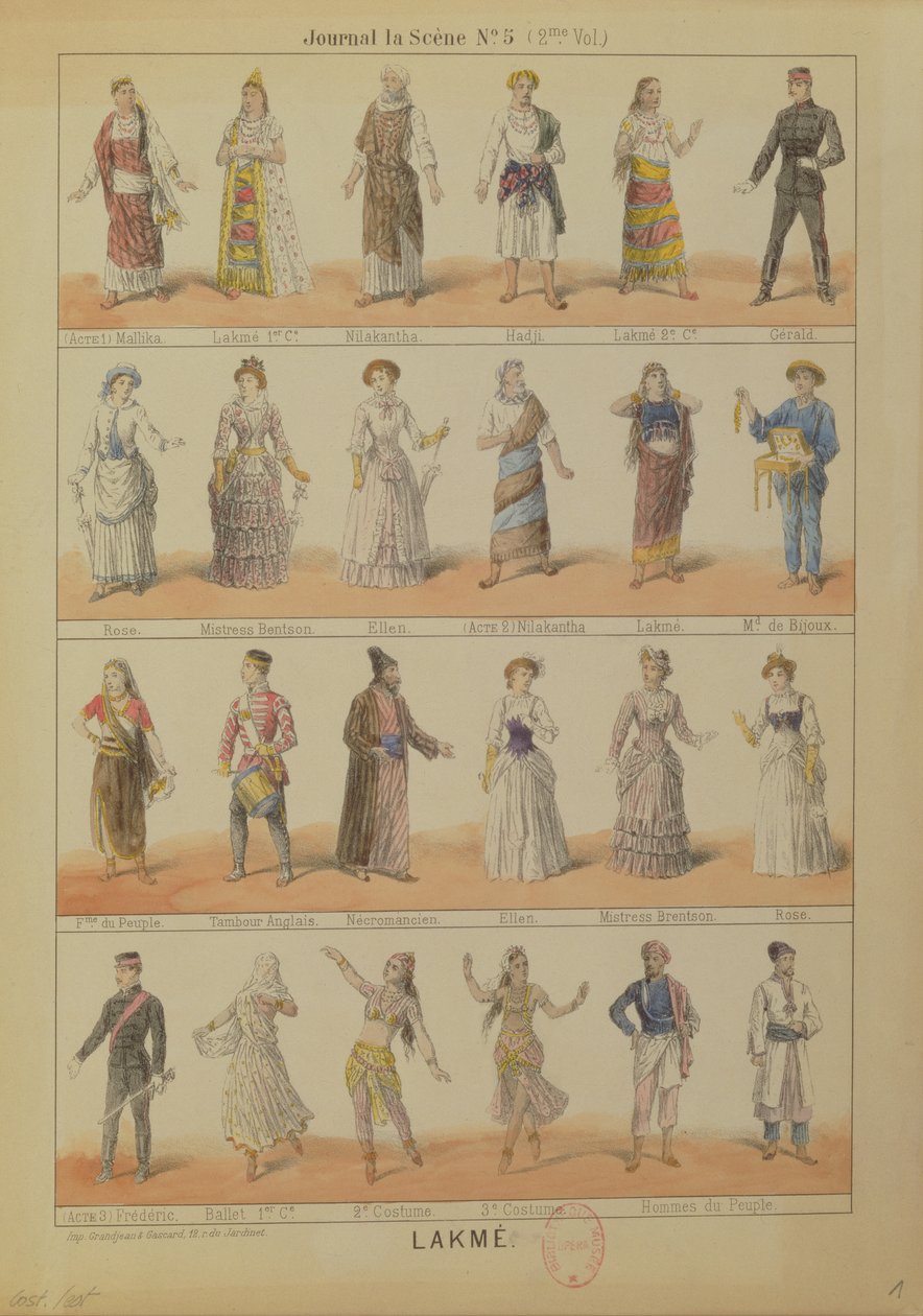 Rollebesætning af karakterer fra operaen Lakme af Leo Delibes (1861-91) af French School