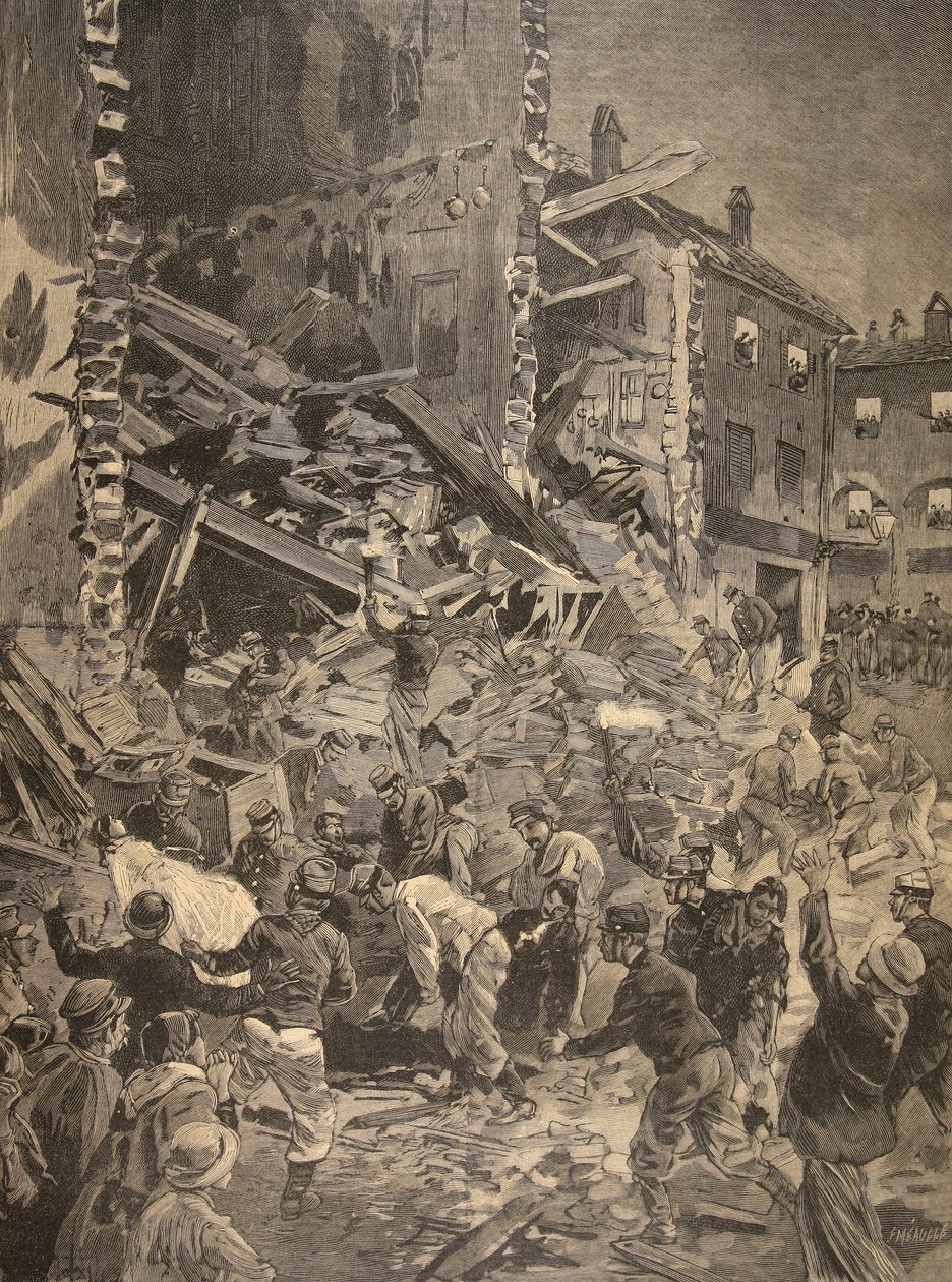 Catastrophe in Biot, illustration fra Le Petit Journal: Supplement illustre, 1898 af French School
