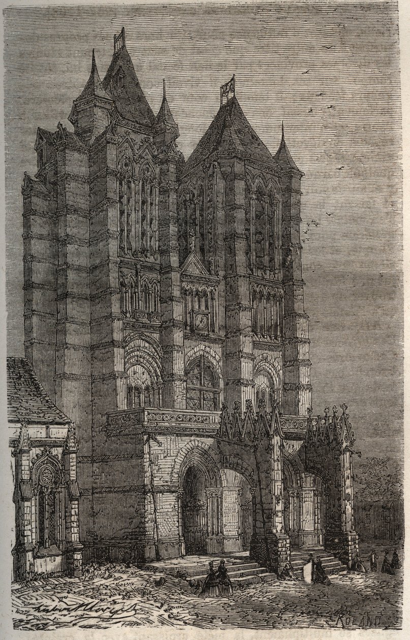 Cathedrale Notre-Dame de Noyon i Oise, Picardie - gravering i "Histoire de France"" af Victor Duruy (1811-1894) - 1882 af French School