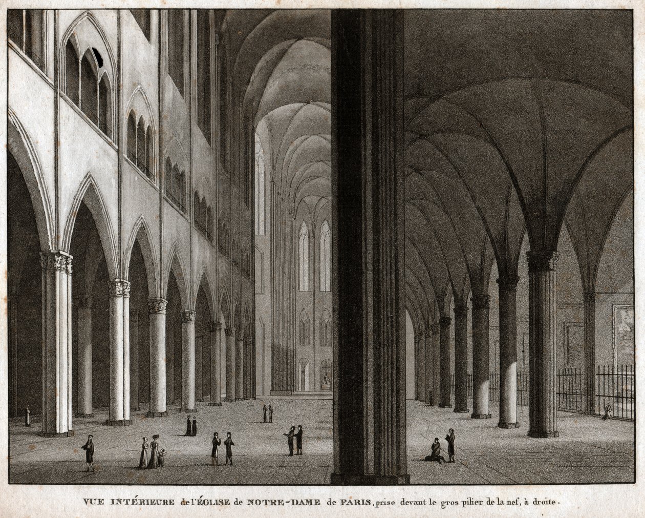 Notre-Dame de Paris katedral. (gravering, ca. 1850) af French School