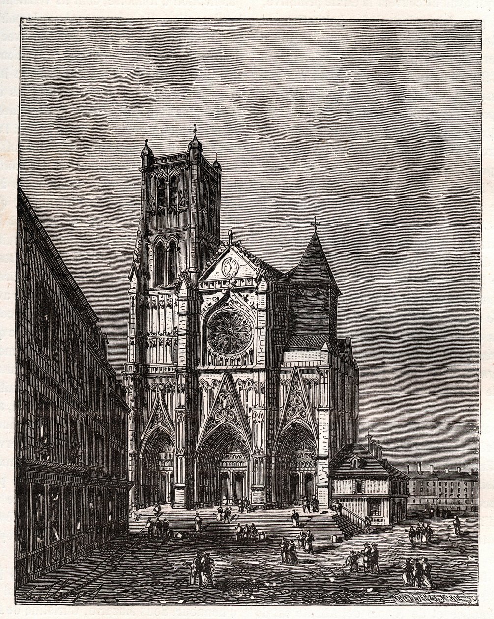Cathedrale Saint-Etienne de Meaux - Seine-et-Marne - indgravering i "La France illustrée: geografi, historie, statistisk administration" af V.A. Malt-Brown. 1884 af French School
