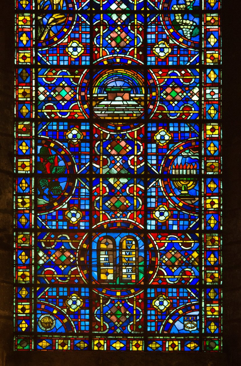 Cathedrale de chartres, detalje af fredens farvede glas af French School