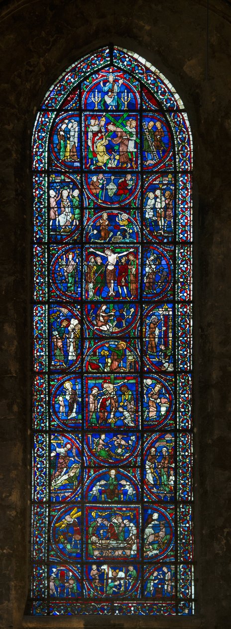 Cathedrale de chartres, farvet glas: typologi lidenskab af French School