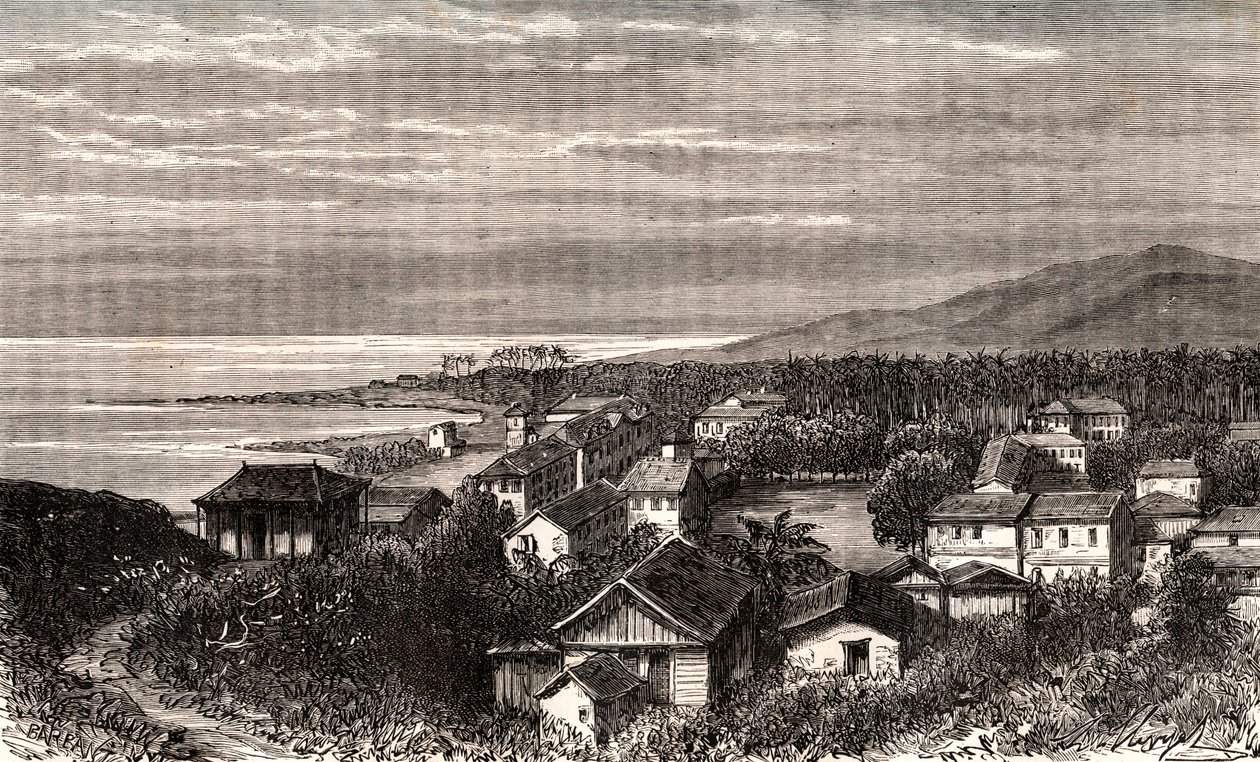 Cayenne - Commune en outre mer Guyane - indgravering i "La France illustree: geografi, historie, statistisk administration" af V.A. Malt-brun. 1884 af French School