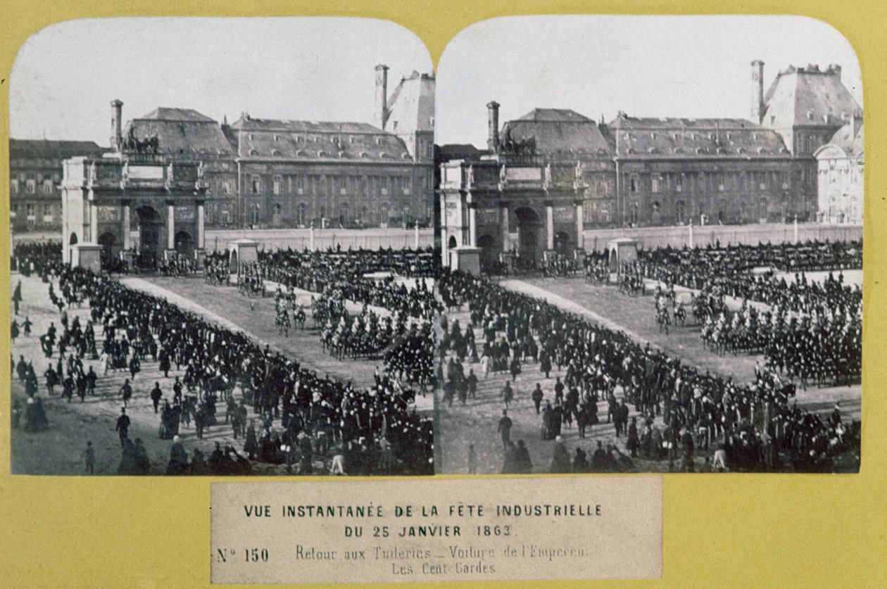 Fejring af industrien på Tuilerierne, Place du Carrousel, Paris, stereoskopisk udsigt, 25. januar 1863 af French School