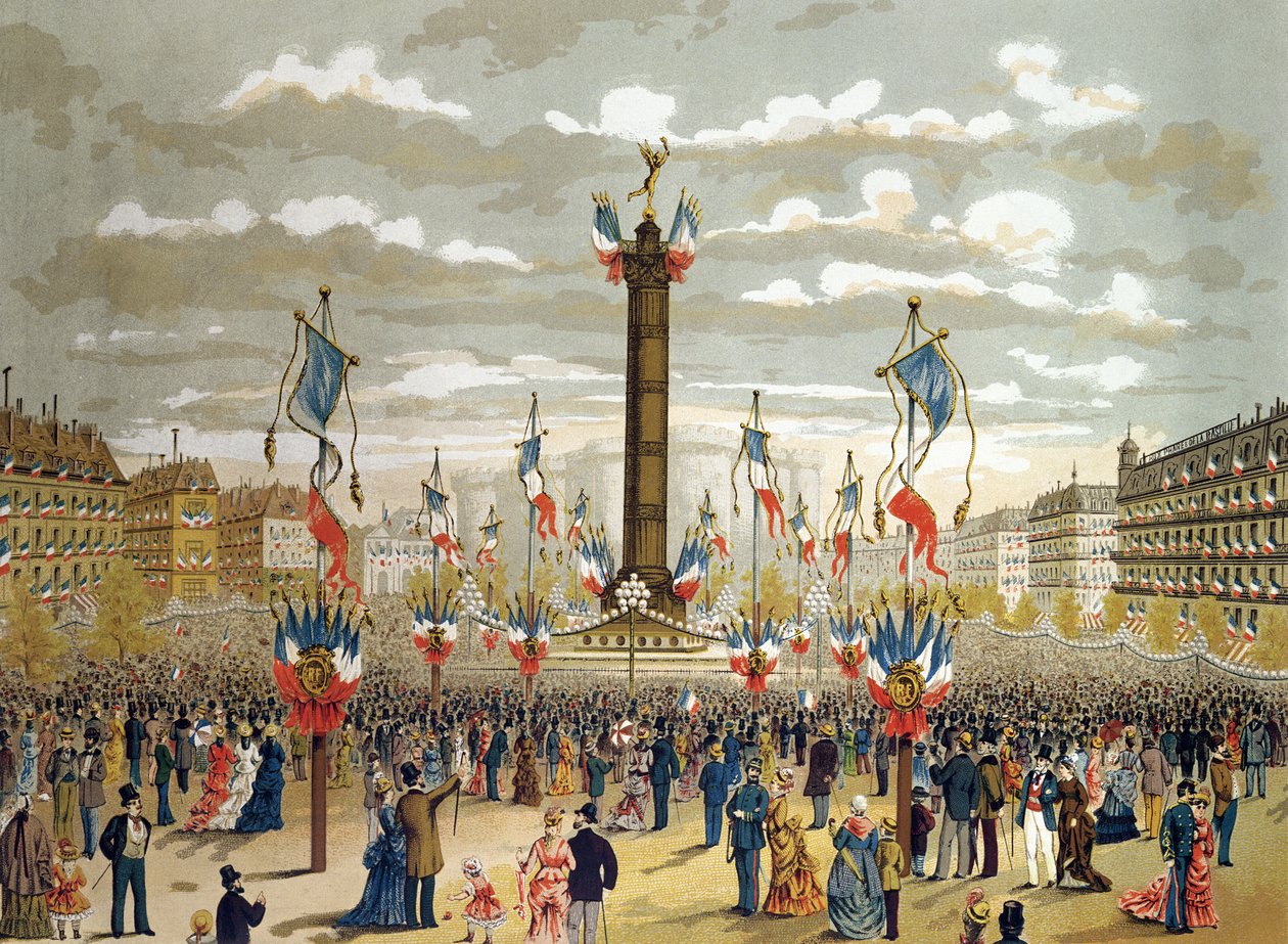 Fejring af Quatorze Juillet på Place de la Bastille, Paris, 14. juli 1880 af French School