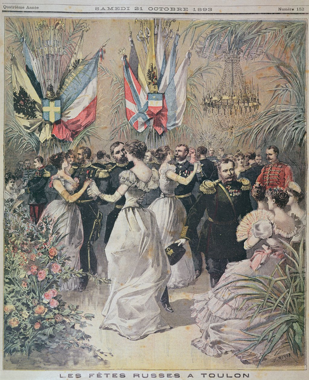 Fejringer til ære for den russiske flådes besøg i Toulon, forside af le Petit Journal, 21. oktober 1893 af French School