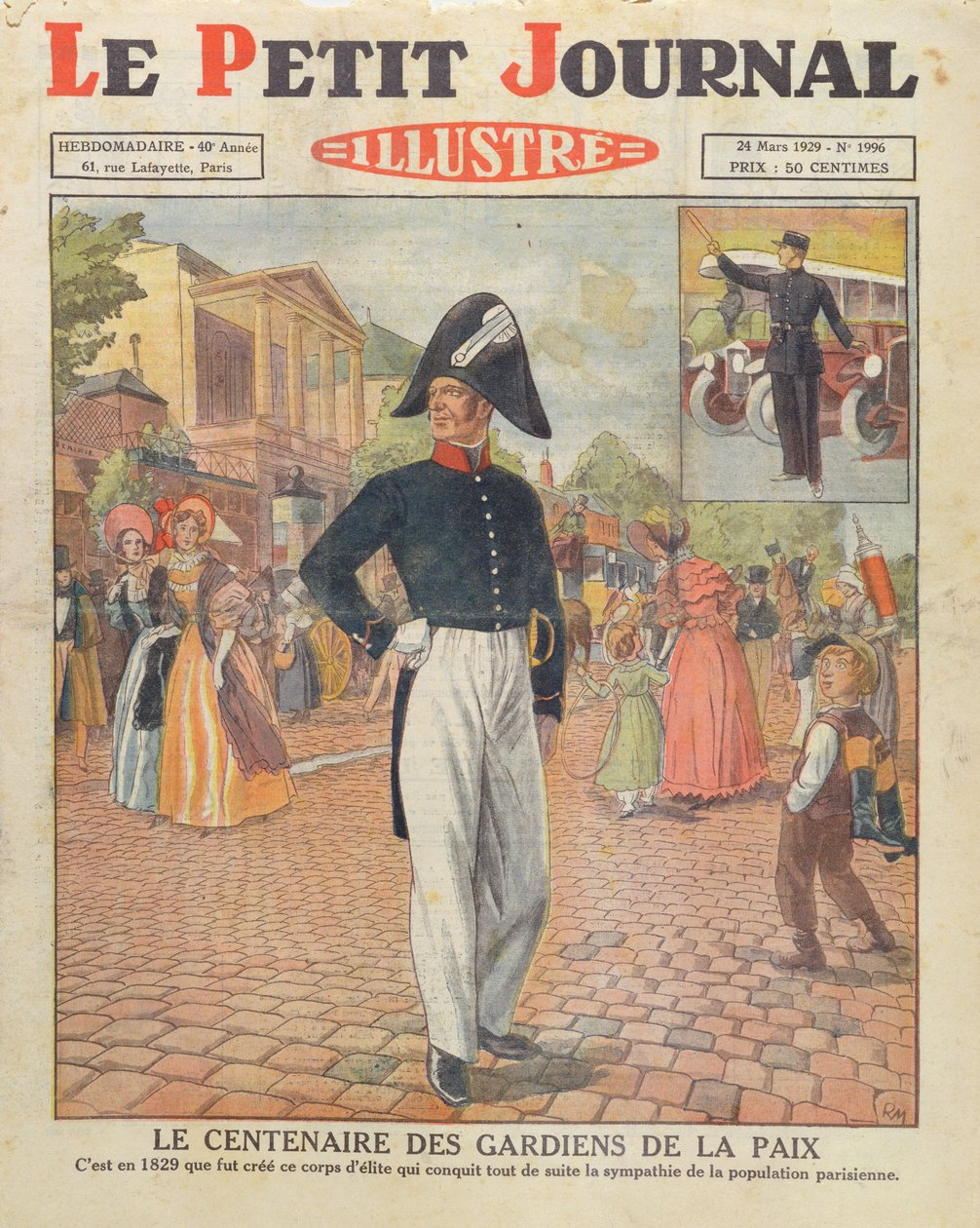 Centenary of the Guardians of the Peace, forsideillustration af Le Petit Journal, 24. marts 1929 af French School