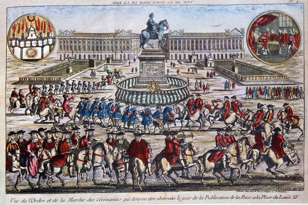 Ceremoni for udgivelsen af Fred (afslutningen på syvårskrigen), Louis XV af French School