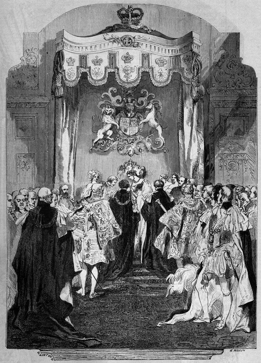 Ceremoni af strømpebåndsordenen, Castle of Windsor (England) af French School