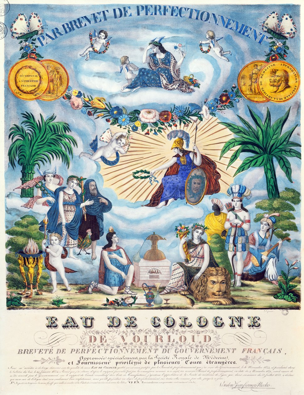 Certifikat for en Eau de Cologne lavet af J.F. Vourloud, ca. 1825 af French School