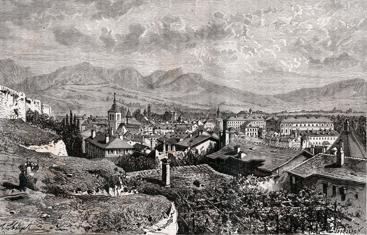 Chambery - Savoie - indgravering i "La France illustree: geografi, historie, statistisk administration" af V.A. Malt-brun. 1884 af French School