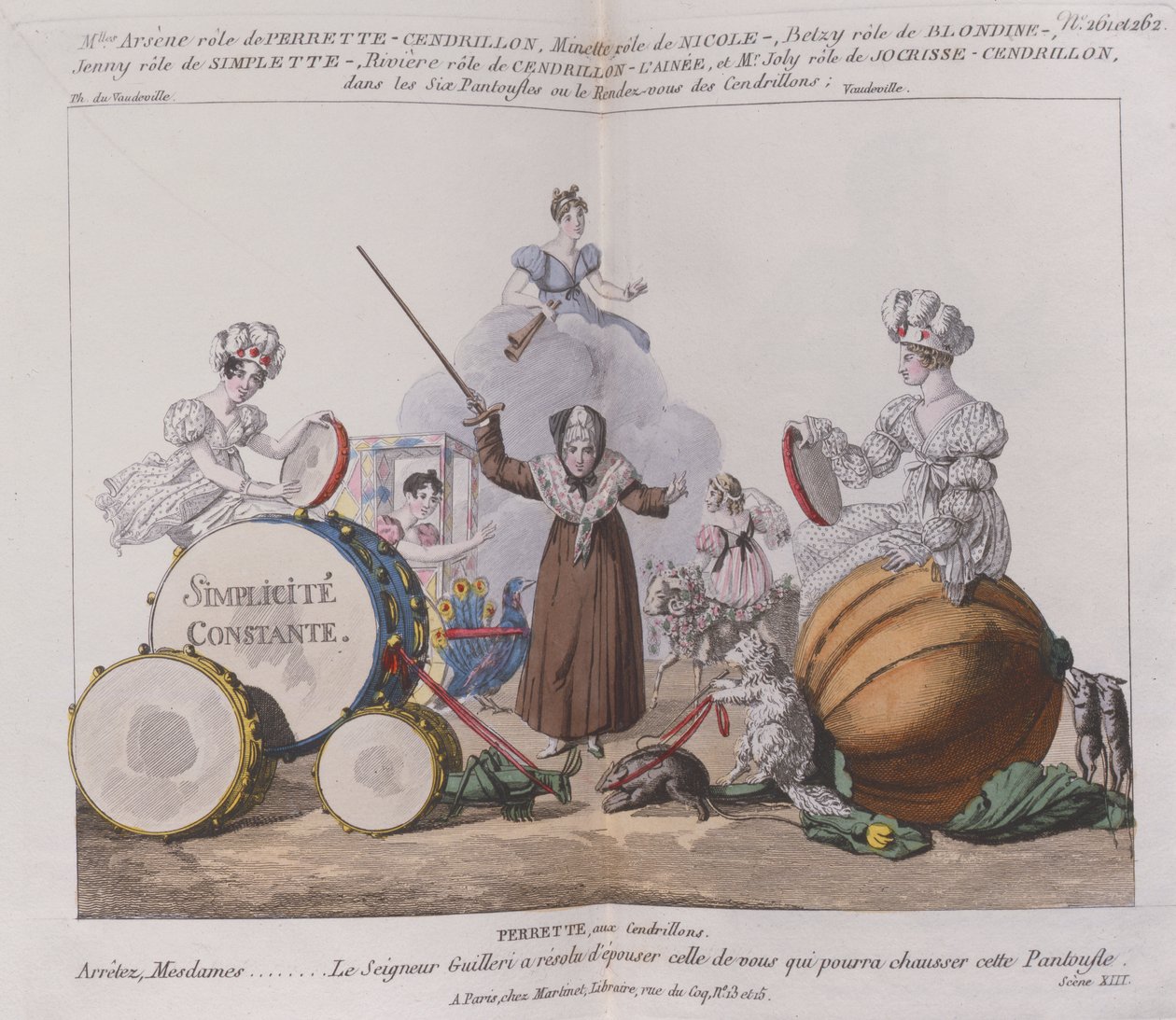 Karakterer fra en farce The Six Slippers eller Rendez-vous of Askepot, ca. 1810 af French School