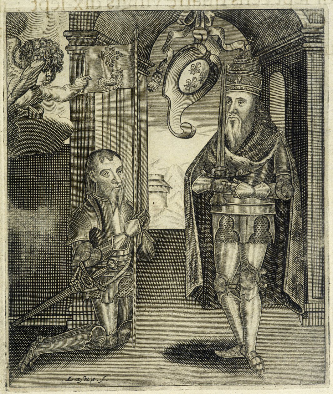 Karl den Store og grev Toulouse Torsin (eller Chorson) - i "Historien om greverne af Toulouse" af Guillaume de Catel, Toulouse af French School