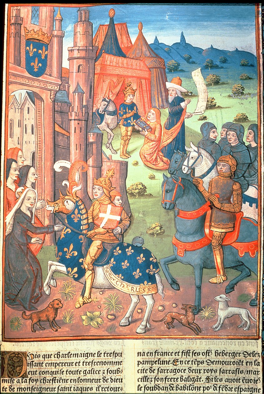 Karl den Store med sine paladiner (riddere af hans følge) (vellum) af French School