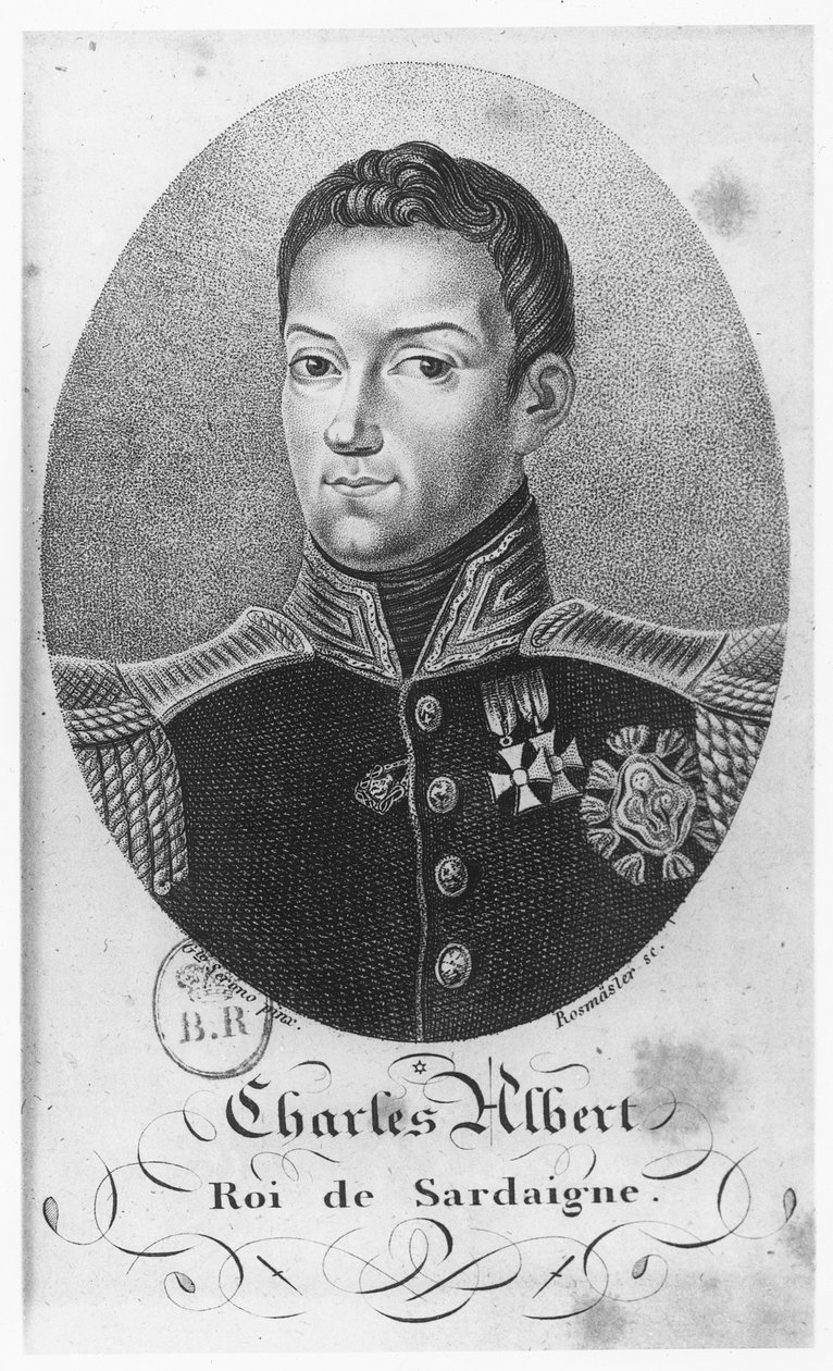Charles Albert, konge af Sardinien (gravering) af French School