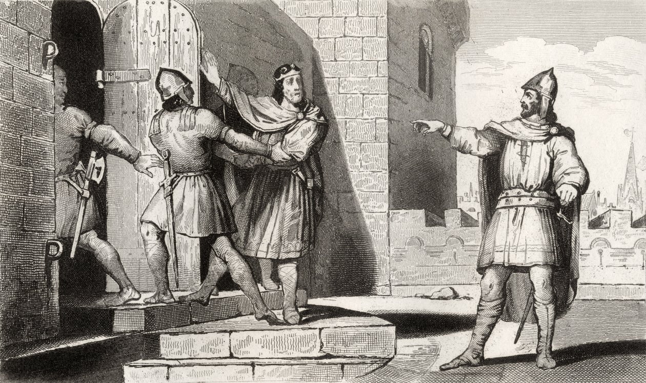 Charles III (879-929) den Simple taget til fange af en af sine soldater, fra 