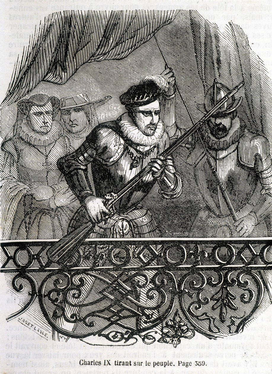 Charles IX trækker på folket - i "Histoire de France" af L.-P. Anquetil af French School