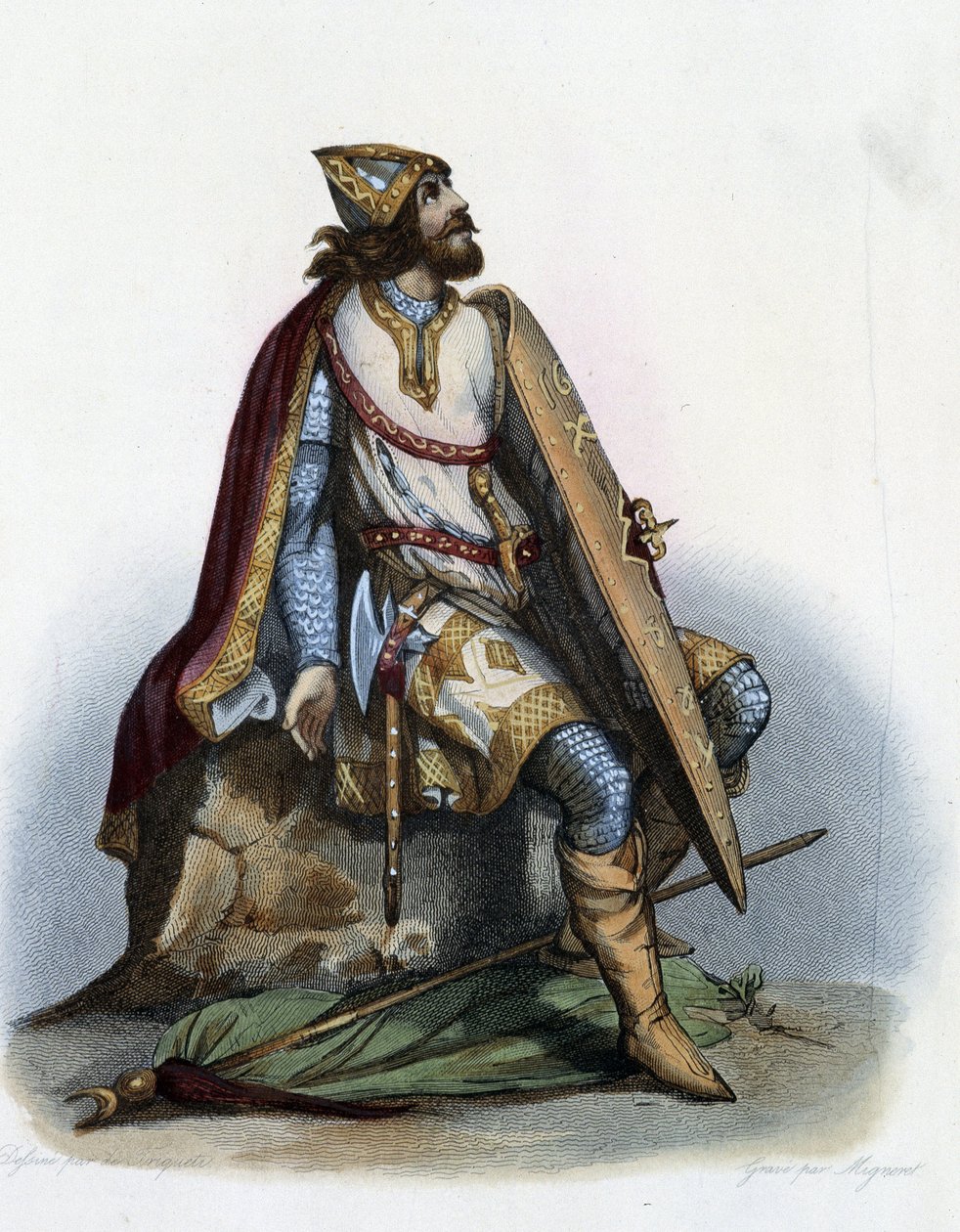 Charles Martel (688-741) hertug af Australien- i "" Le Plutarque francais "", af Mennechet, Paris af French School