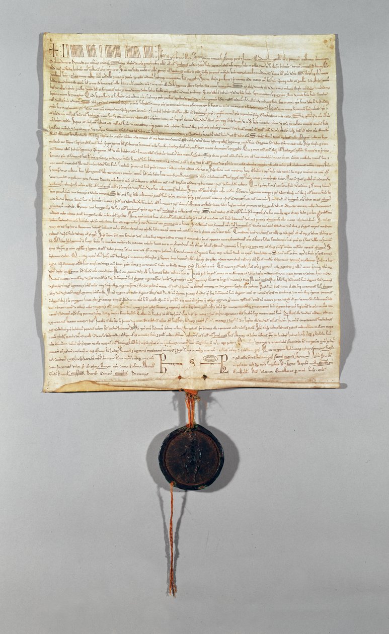 Charter for Peronne-kommunen, givet af Philippe Auguste (1165-1223) 1209 (vellum) af French School