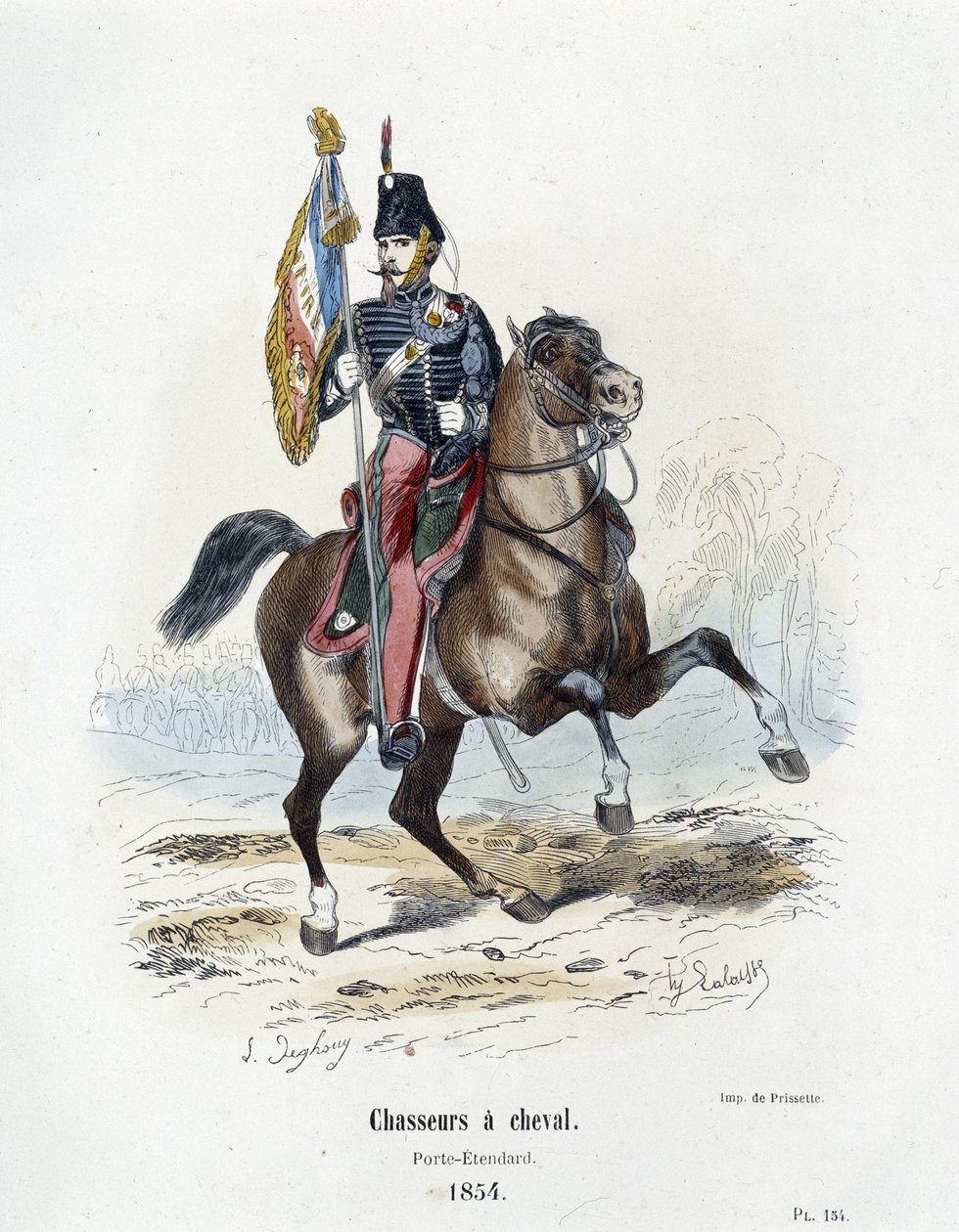Jægere til hest: Porte - Standard i 1854 - i "" Histoire de l