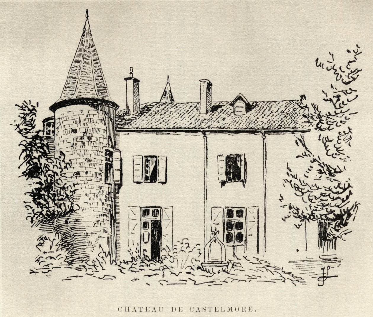 Chateau de Castelmore, fra Memoirs of Charles de Batz-Castelmore Comte dArtagnan, udgivet 1928 af French School