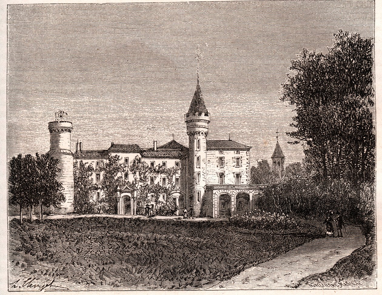 Chateau de Lamartine - 71520 Saint Point - gravering i "La France illustree: geografi, historie, statistisk administration" af V.A. Malt-brun. 1884 af French School
