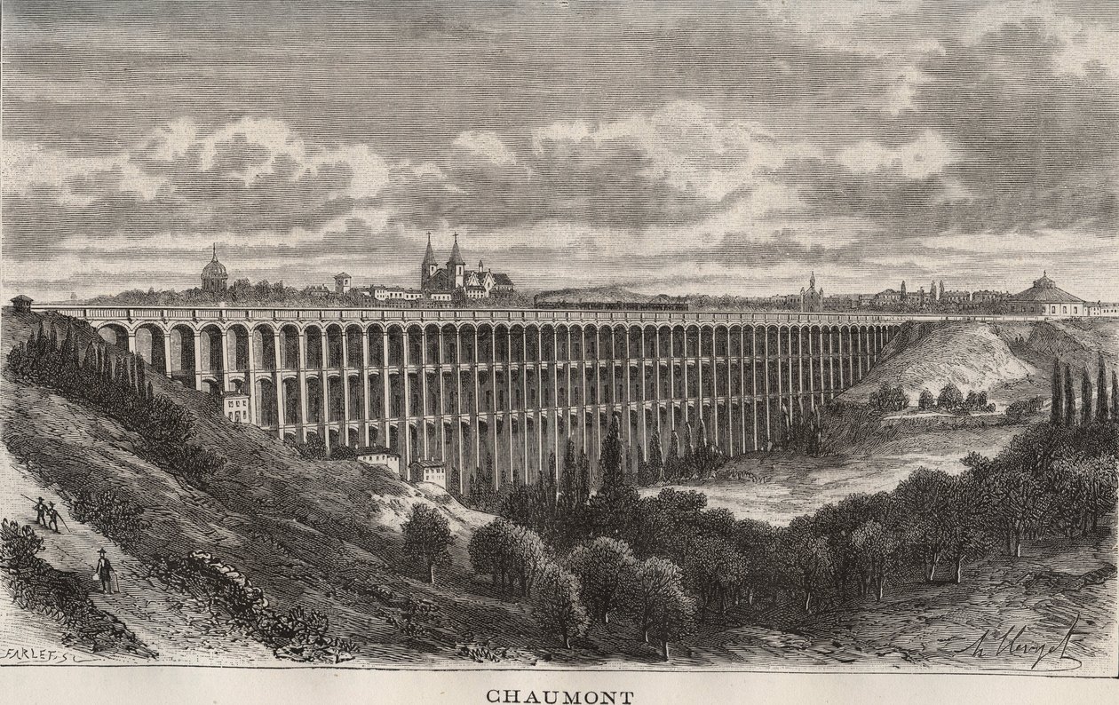 Chaumont - Haute-Marne - indgravering i "La France illustrée: geografi, historie, statistisk administration" af V.A. Malt-Brown. 1884 af French School