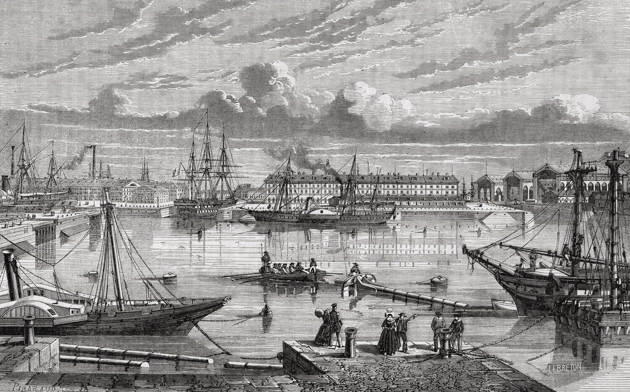 Cherbourg i det 18. århundrede, indgraveret af Le Breton efter Pibaraud, fra 