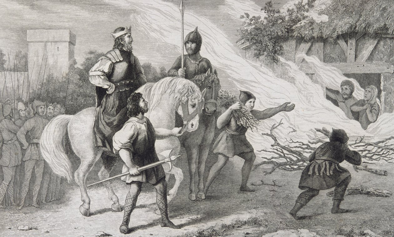 Chlotaire I (497-561) brænder sin oprørske søn og familie, fra 