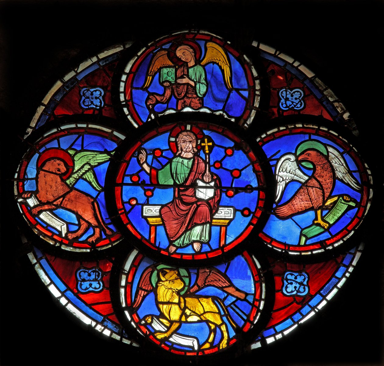 Kristus - med evangelisternes fire hellige dyr (w29c) af French School