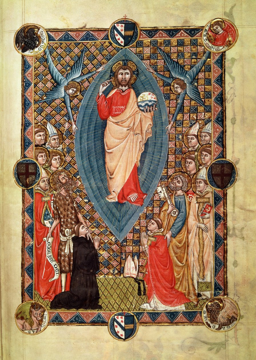 Kristus i majestæt med hellige, fra biskop Pierre de la Jugies pavelige kirke, 1350 af French School