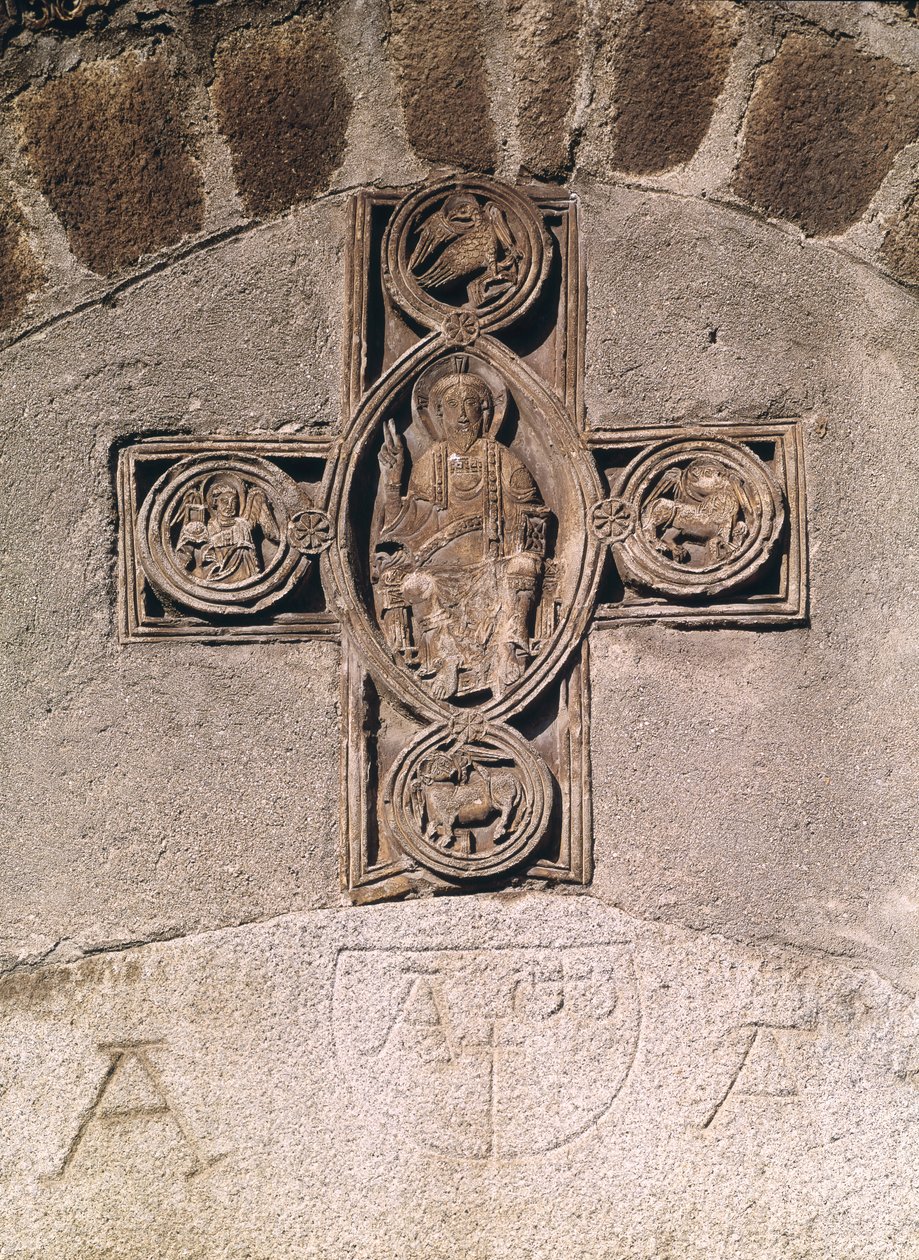Kristus i majestæt med symboler på evangelisterne, 9.-10. århundrede af French School