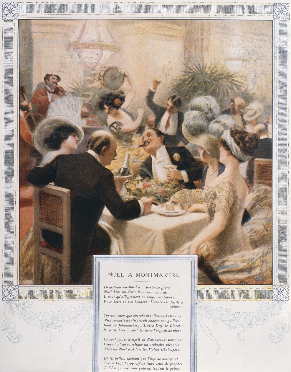 Jul på Montmartre, juleaftensmiddag i en luksuriøs restaurant, ca. 1900 af French School