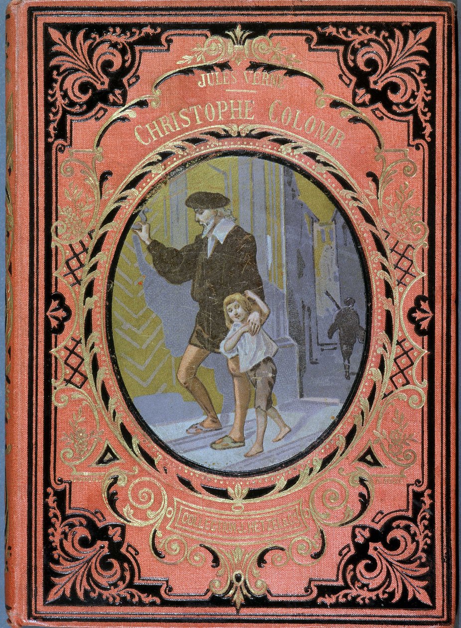 Christophe Colomb (Cristoforo Colombo) og et barn, - i "Christophe Colomb" af Jules Verne, ed. Hachette af French School