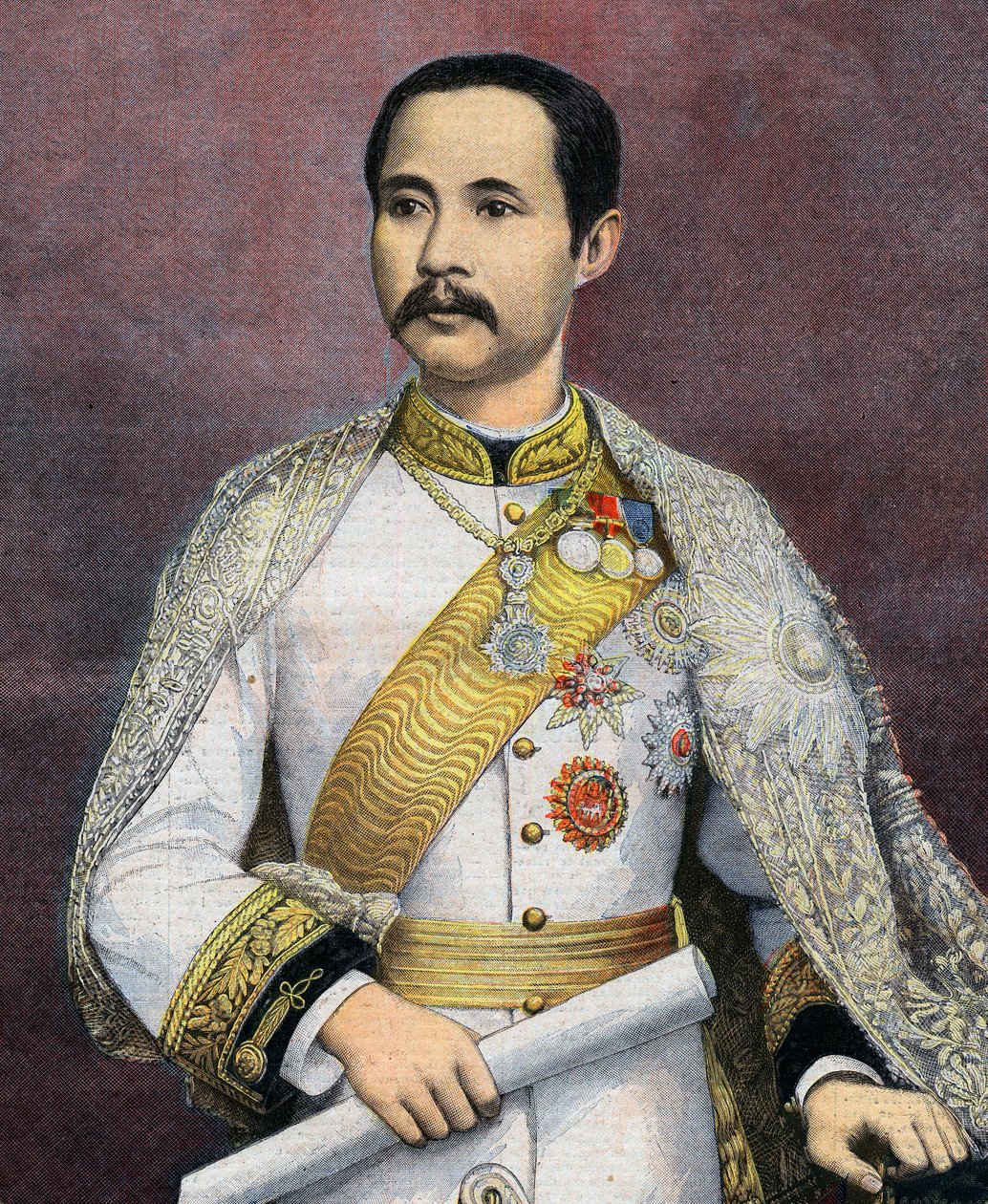 Chulalongkorn (1853-1910), konge af Siam. I 1897 blev Chulalongkorn den første siamesiske monark til at besøge Europa. Illustration fra Le petit Journal af French School