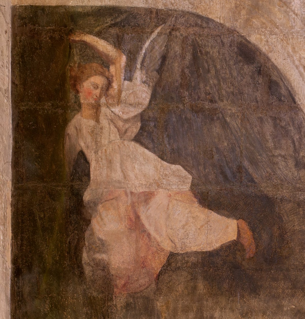 Kirke (Sankt Johannes Døberens Kirke). Interiør. Kapel Saint-Fursy. Vægmalerier. Forherligelsen af ​​Maria (fresko kendt som den gode død). Begynd det 17. århundrede. af French School