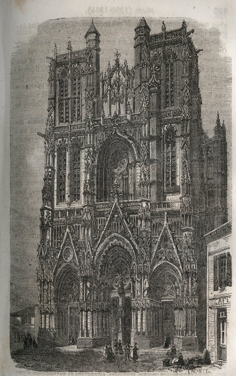 Church Saint-Vulfran (Saint Vulfran) tidligere collegiale i Abbeville i departementet Somme i Frankrig - indgravering i "Histoire de France" af Victor Duruy (1811-1894) - 1882 af French School