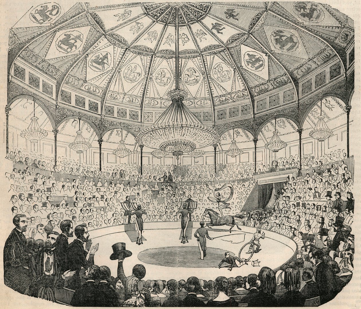 Cirque national des Champs Elysees i det 19. århundrede - Indgravering i "Tableau-de-Paris" af Edmond Texier 1852 af French School
