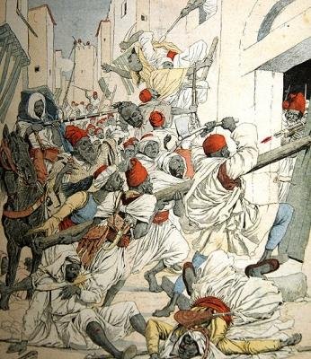 Borgerkrig i Marokko, forsideillustration fra Le Petit Journal, 18. januar, 1903 af French School