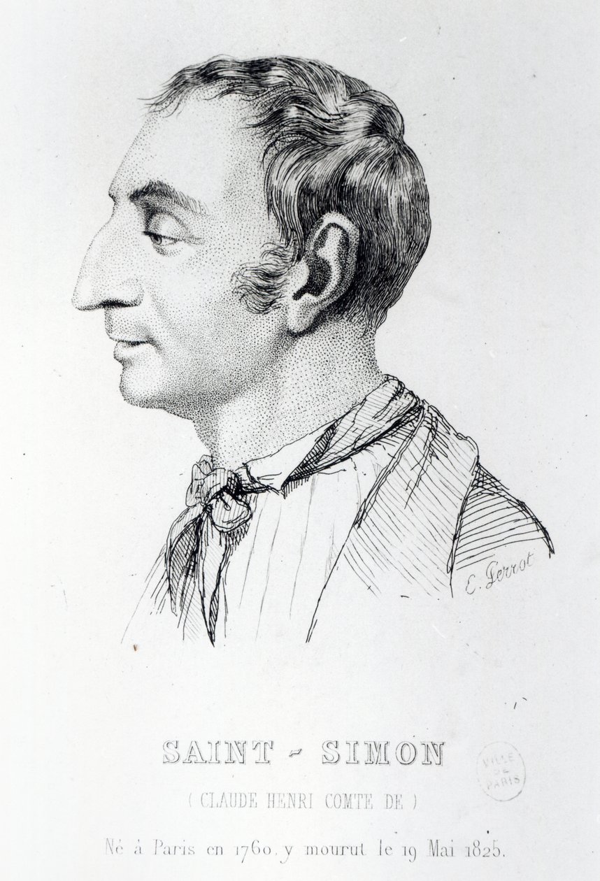 Claude Henri de Rouvroy, greve af Saint-Simon, graveret af Perrot (1800-tallet) af French School